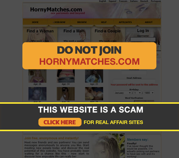 Screenshot of Hornymatches Homepage