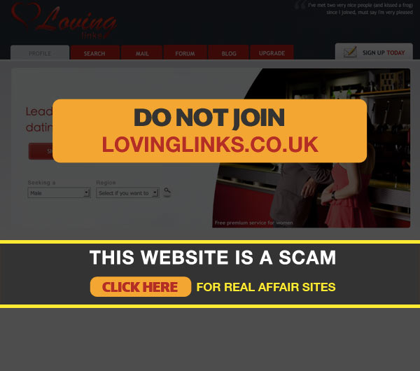 Screenshot of Lovinglinks Homepage